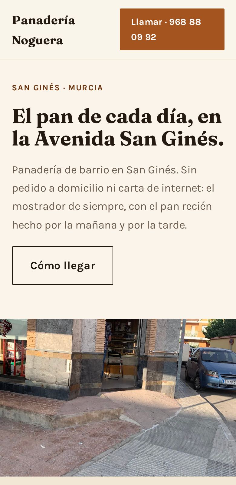 La web de Panadería Noguera abierta en un móvil