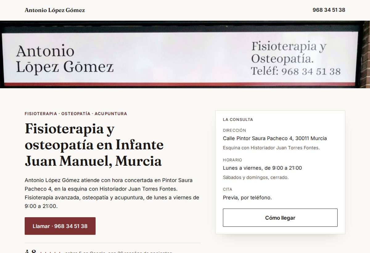Portada de la web de Antonio López Gómez