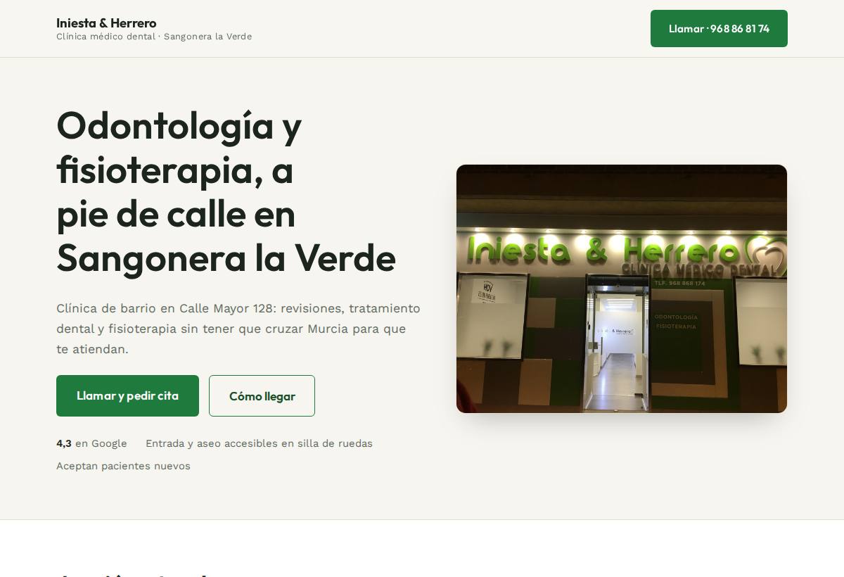 Portada de la web de Clínica Iniesta & Herrero