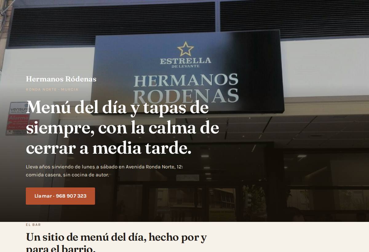 Portada de la web de Bar Hermanos Ródenas