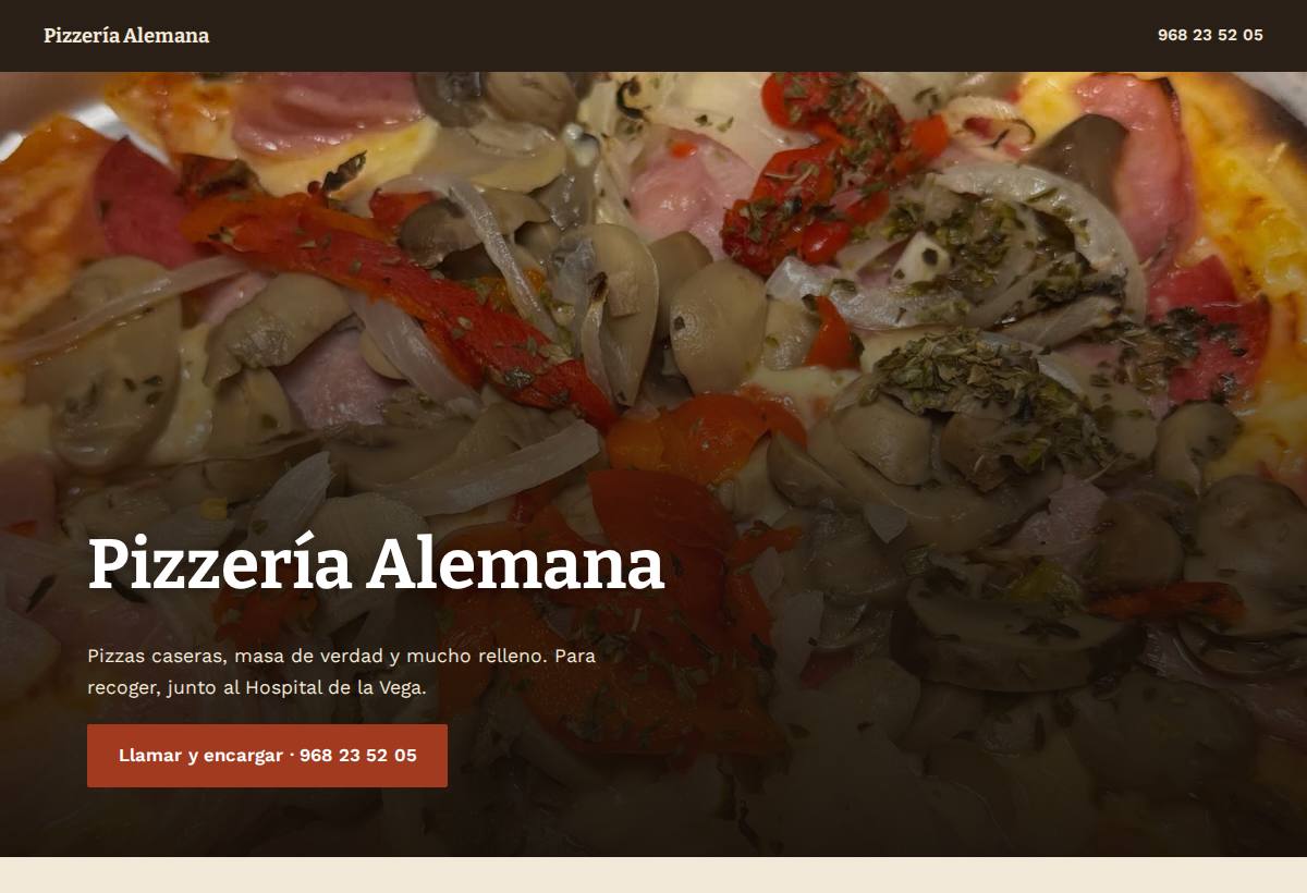 Portada de la web de Pizzería Alemana